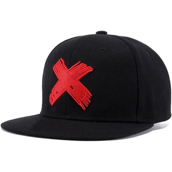 Unisex Snapback Hats Black Red - Picture 1 of 7